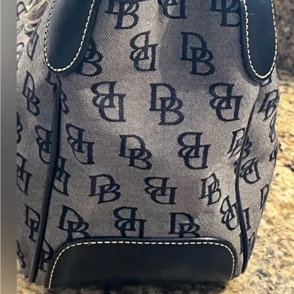 Dooney and Bourke Signature Small Double Handle Black and Gray Tote - Picture 7 of 11